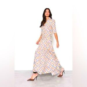 Glamorous 100% cotton floral gingham Cottagecore prairie maxi dress, size US 6.